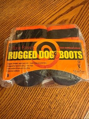 NWT Ultra Paws Rugged Dog Boots Size Small in Orange and Black